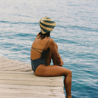 Cyla Bucket Hat - Blue & Natural