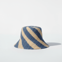 Cyla Bucket Hat - Blue & Natural