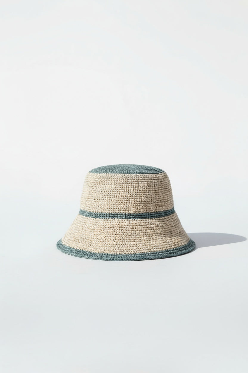 Lila Bucket Hat - Pale Blue & Sand