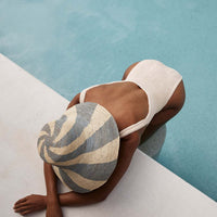 Amira Bucket Hat - Pale Blue & Beige Spiral