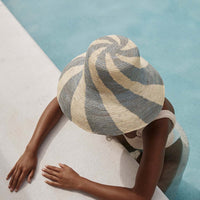 Amira Bucket Hat - Pale Blue & Beige Spiral