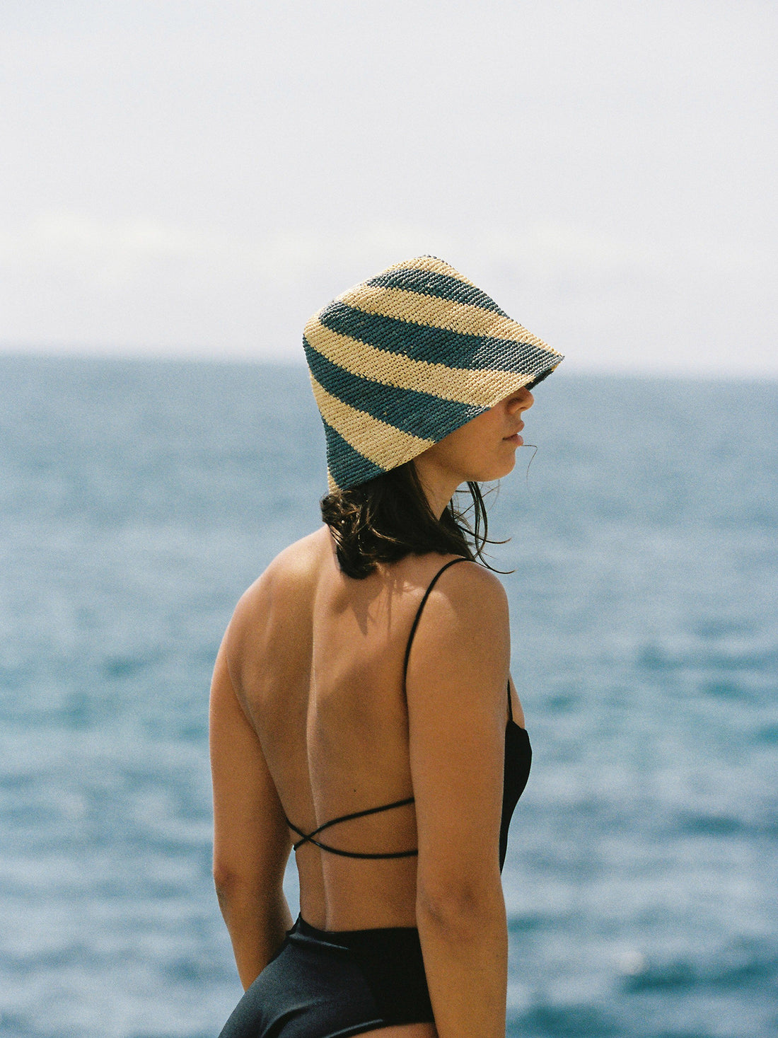 Cyla Bucket Hat - Blue & Natural