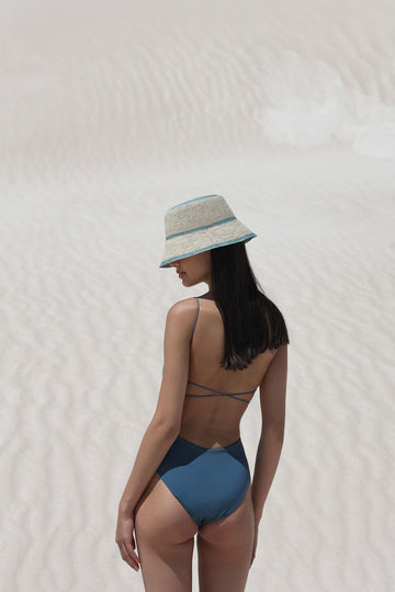 Lila Bucket Hat - Pale Blue & Sand